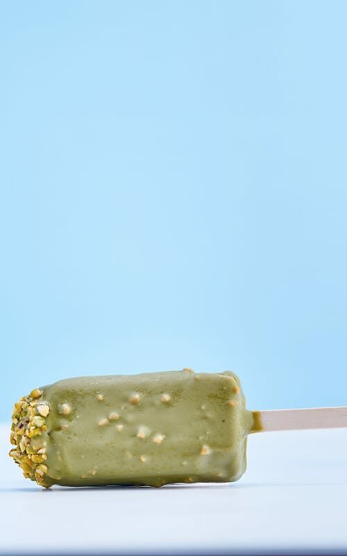 Pistachio ice cream on stick